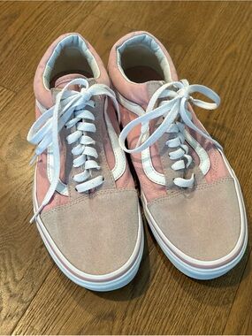 Vans Pink Suede & Canvas Low-Top Sneakers with White Stripe